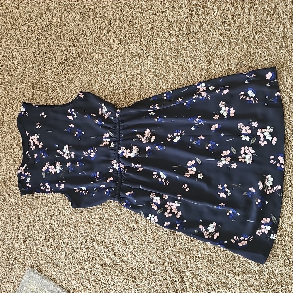 NWT 41 Hawthorn Dress Claira Tie Waist Dress Navy Medium Floral Sleeveless - Picture 9 of 10